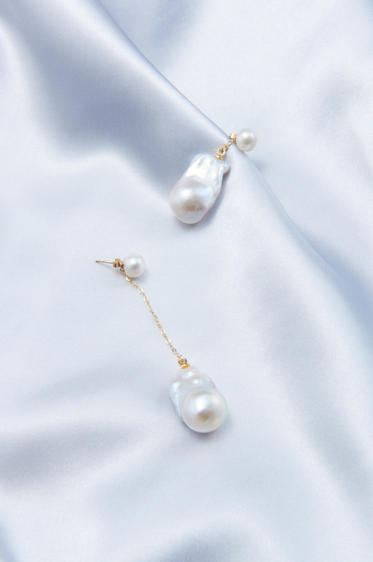 Asymmetrical Baroque Pearl Drop Earrings