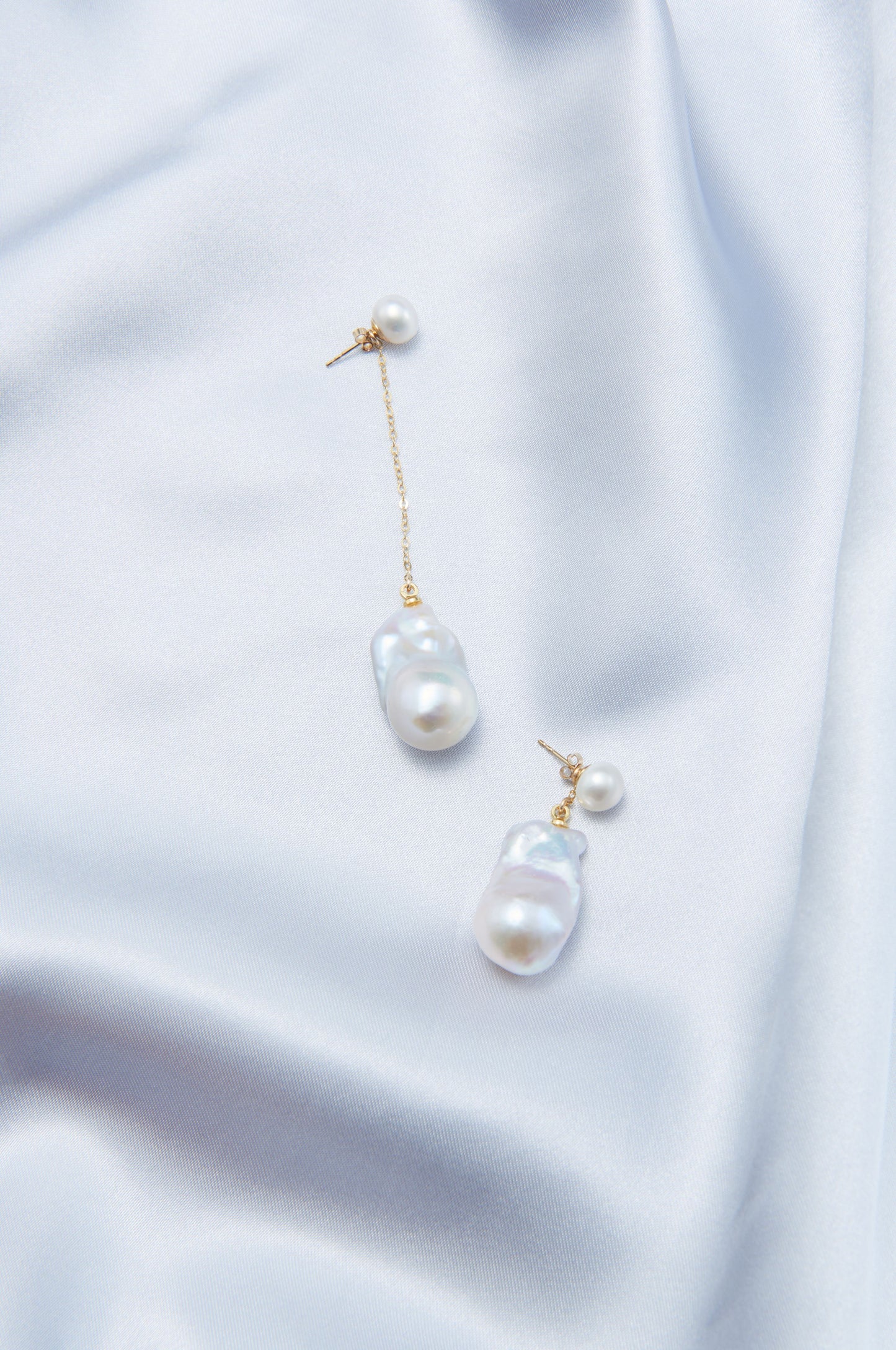 Asymmetrical Baroque Pearl Drop Earrings