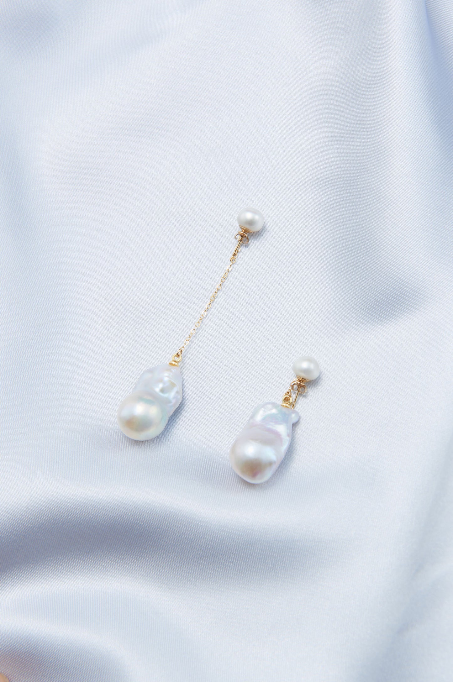 Asymmetrical Baroque Pearl Drop Earrings