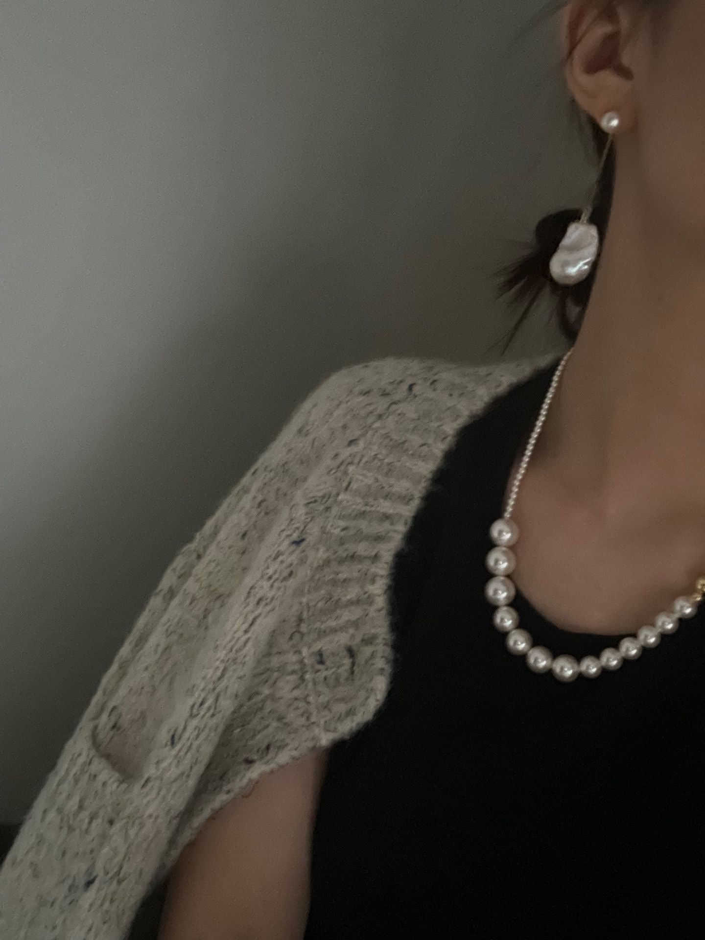 Asymmetrical Baroque Pearl Drop Earrings