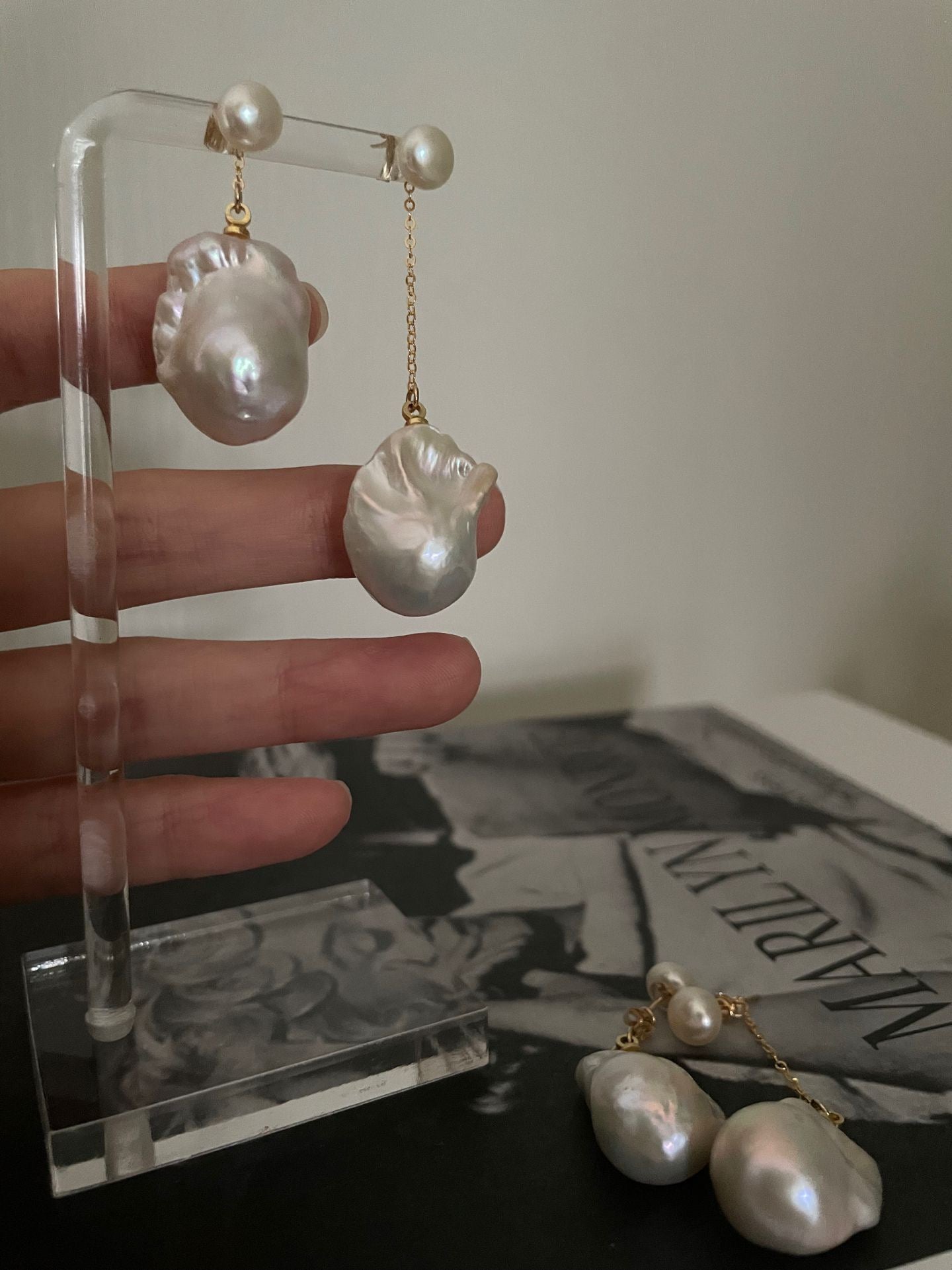 Asymmetrical Baroque Pearl Drop Earrings