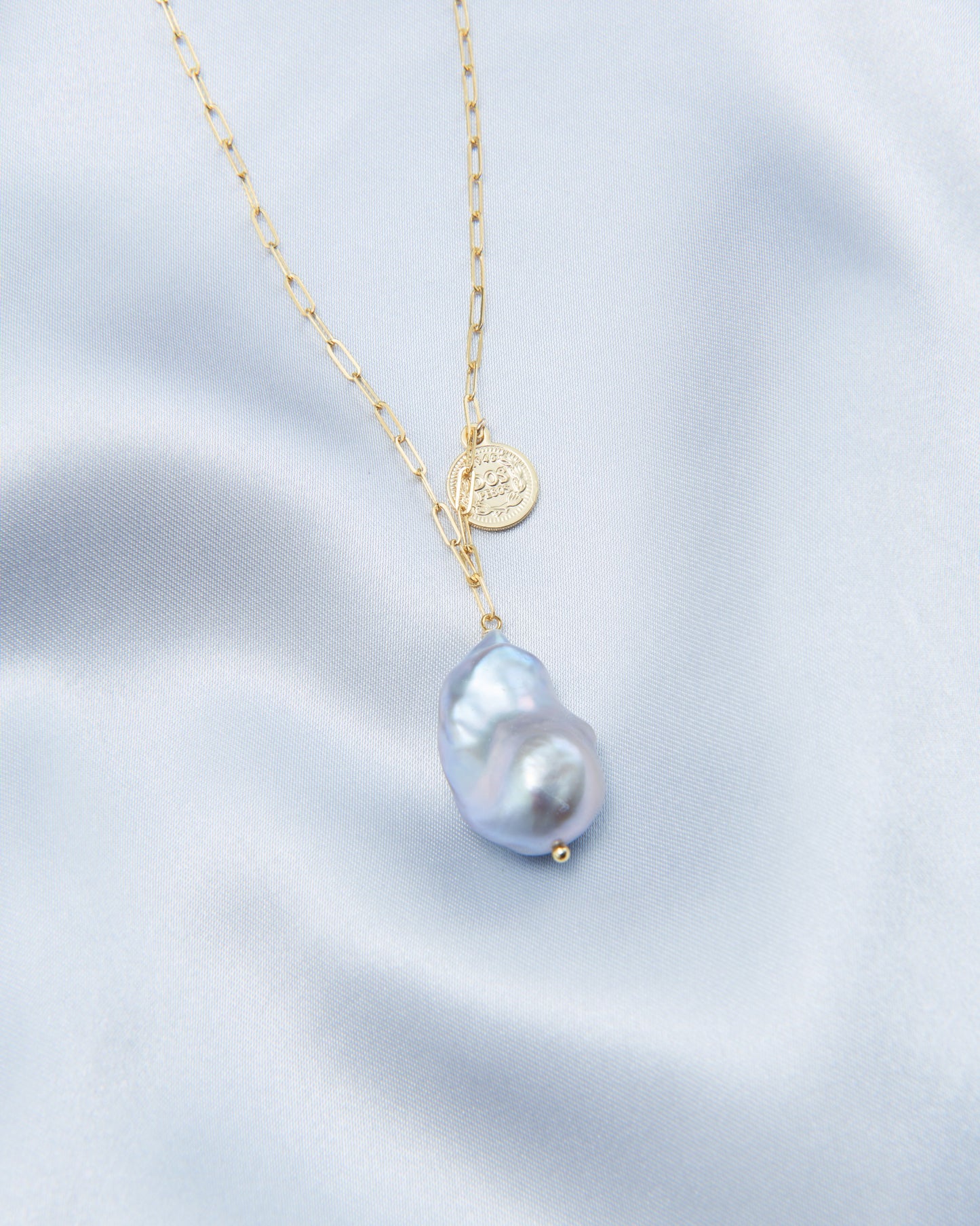 Grey Baroque Coin Necklace