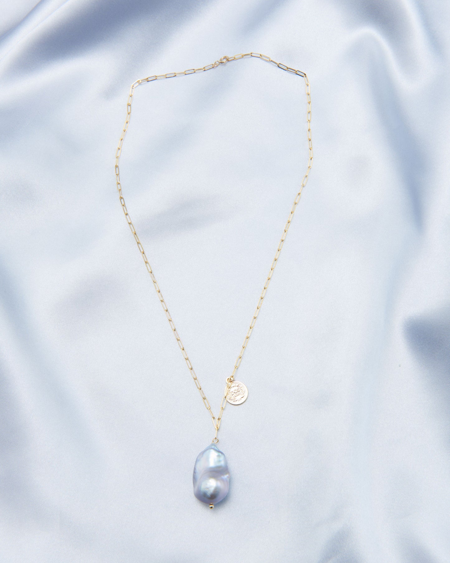 Grey Baroque Coin Necklace