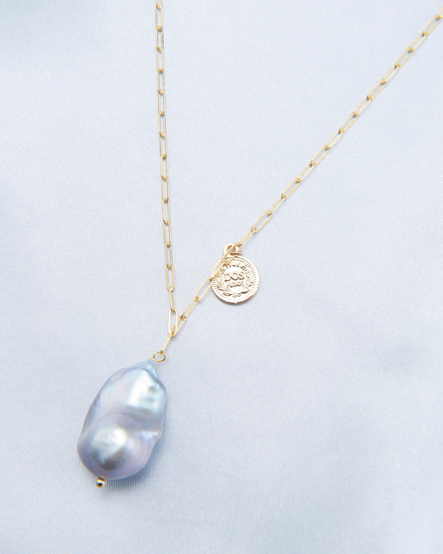 Grey Baroque Coin Necklace