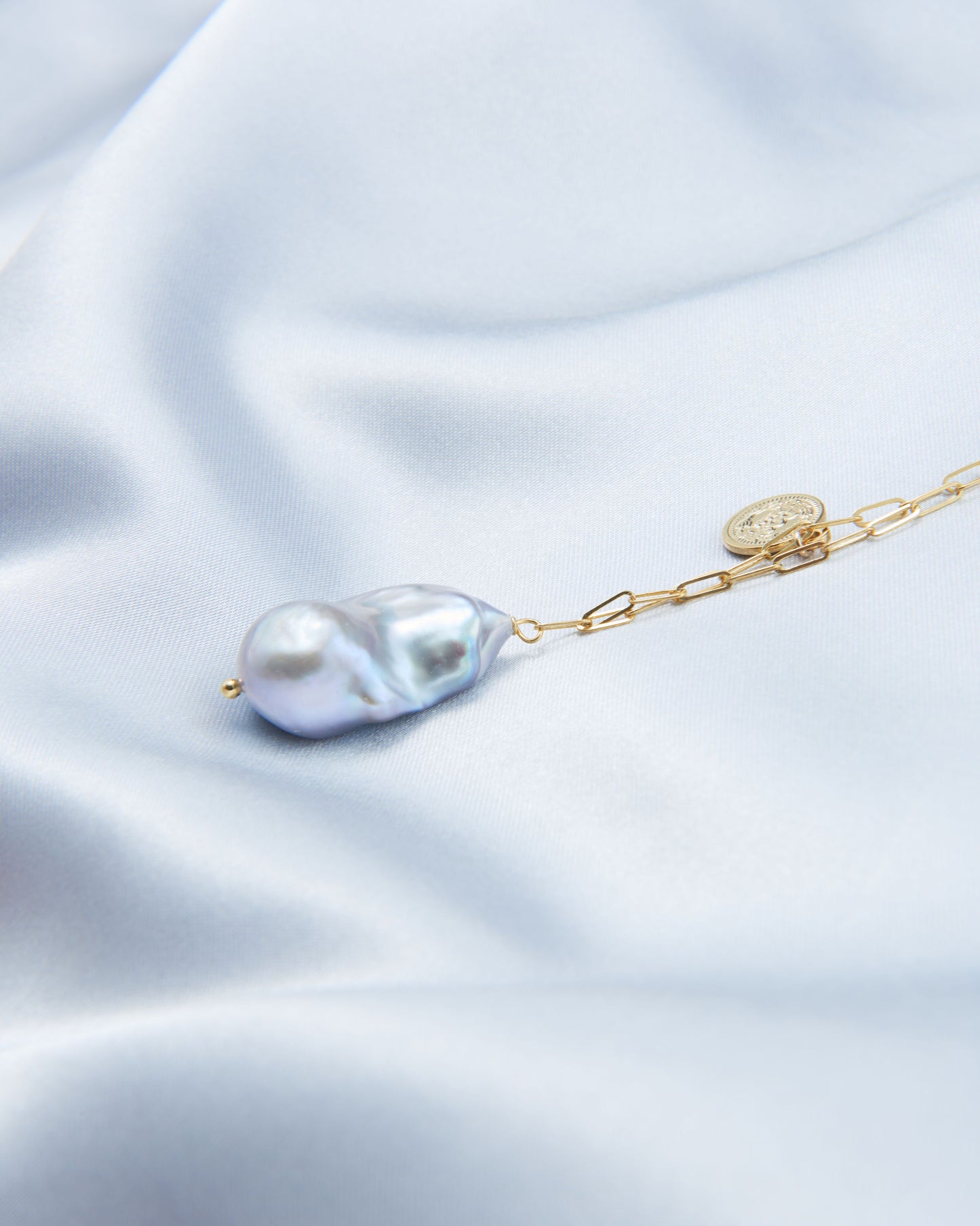 Grey Baroque Coin Necklace