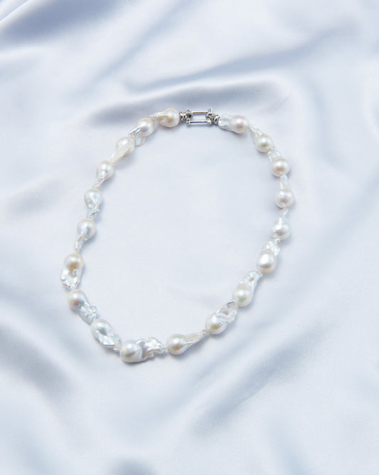 Large Baroque Pearl Beaded Necklace