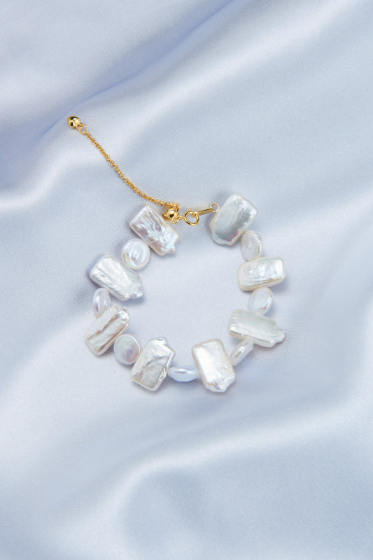 Baroque Pearl Geometric Bracelet