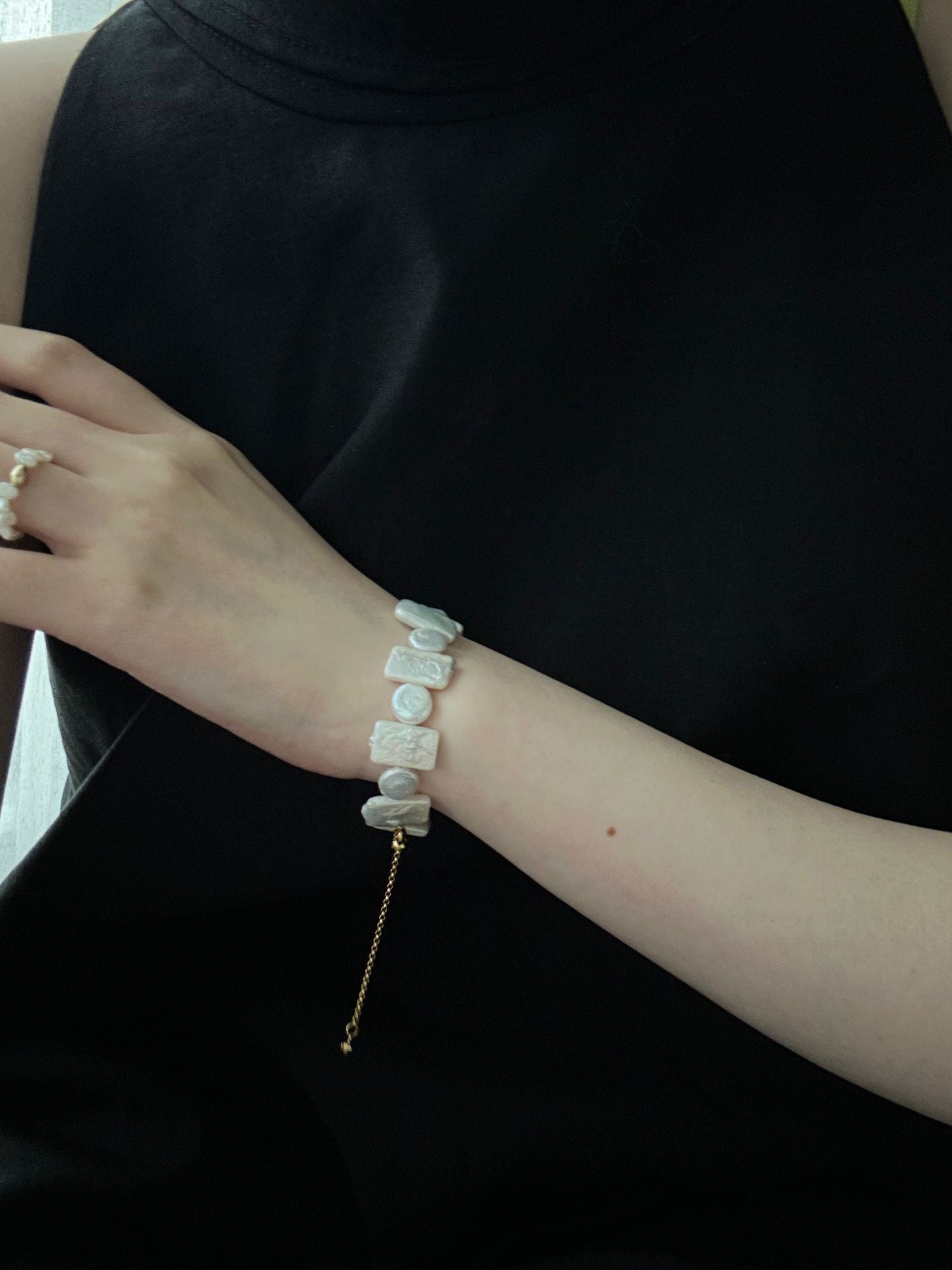 Baroque Pearl Geometric Bracelet