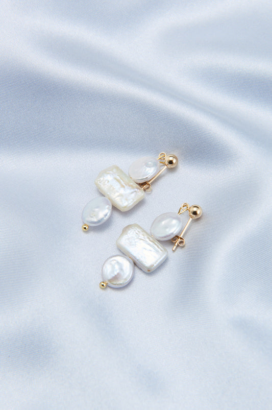 Geometric Baroque Pearl Earrings