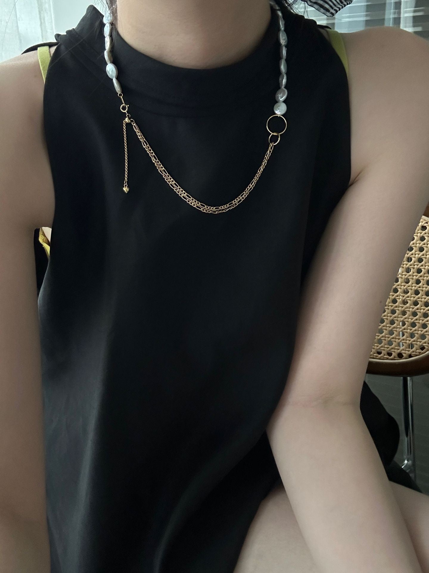 Double Hoop Baroque Pearl Necklace