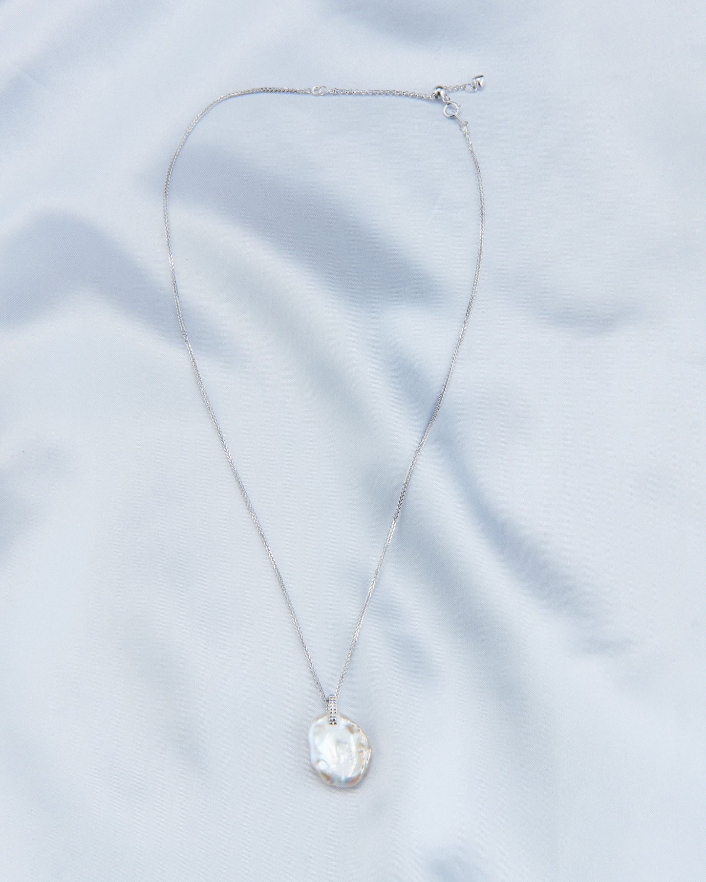 Petal-Shaped Baroque Pearl Sterling Silver Necklace