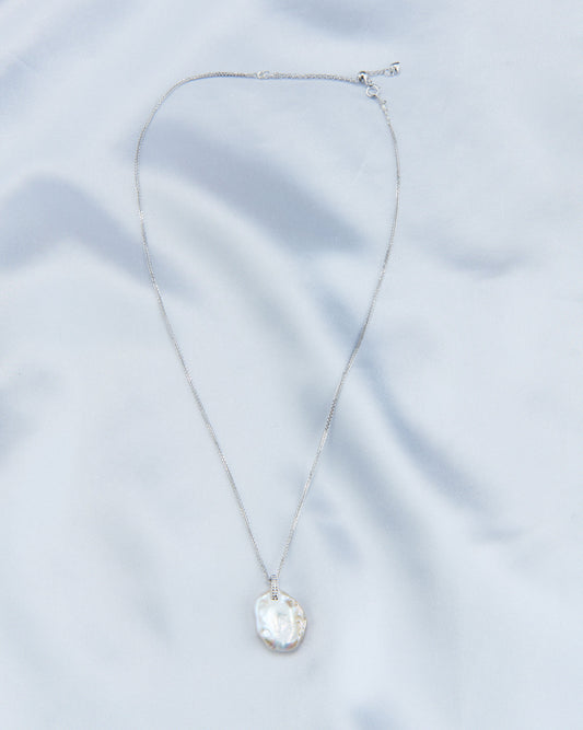 Petal-Shaped Baroque Pearl Sterling Silver Necklace
