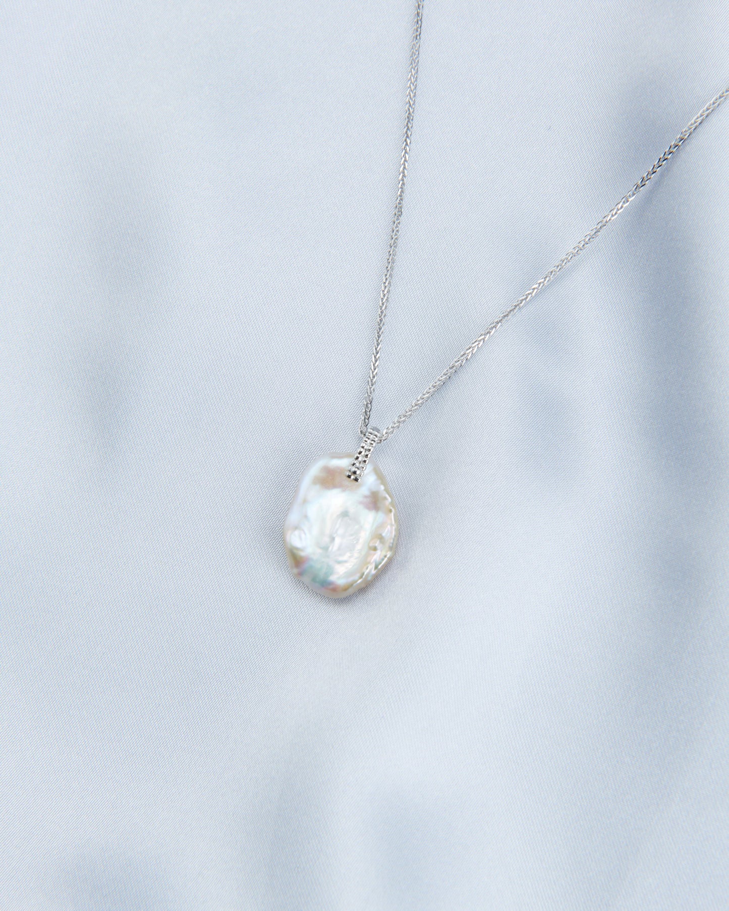 Petal-Shaped Baroque Pearl Sterling Silver Necklace
