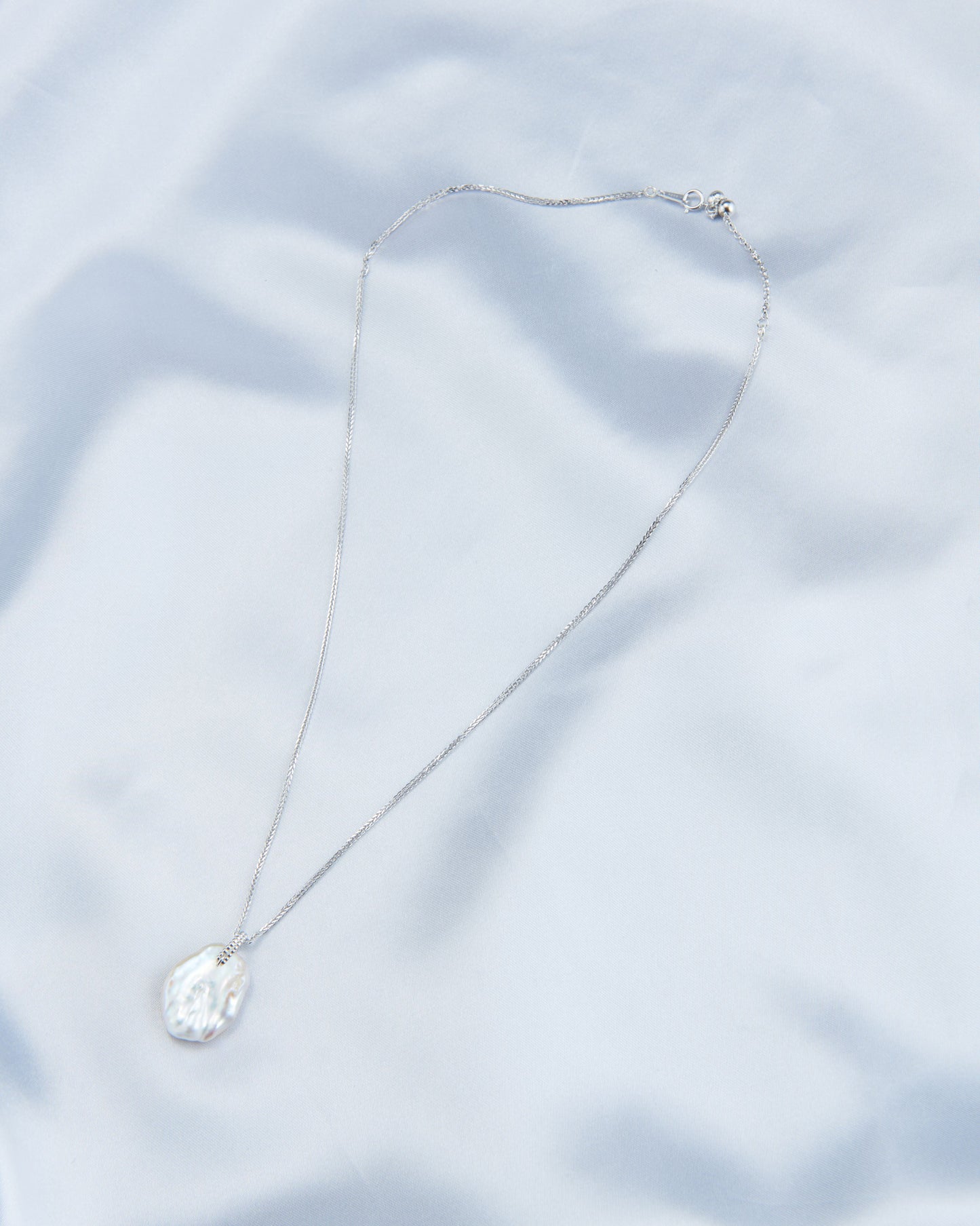 Petal-Shaped Baroque Pearl Sterling Silver Necklace