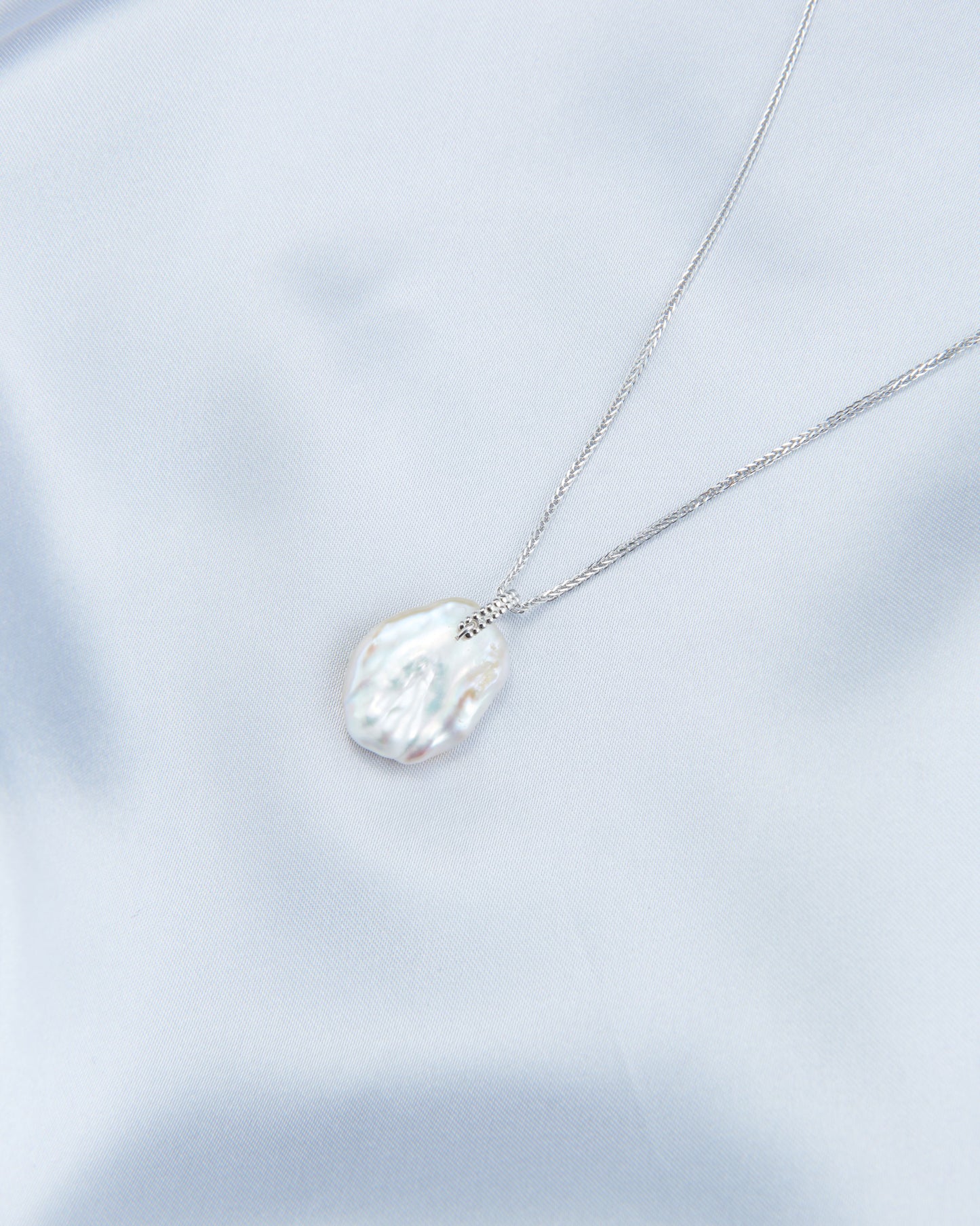 Petal-Shaped Baroque Pearl Sterling Silver Necklace