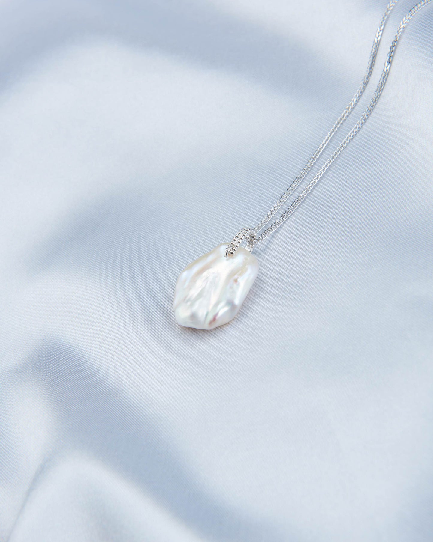 Petal-Shaped Baroque Pearl Sterling Silver Necklace